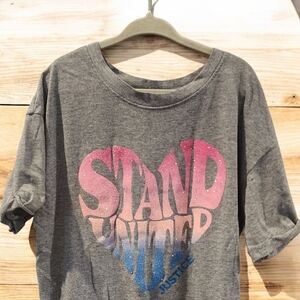 Justice Gray Tee with Pink and Blue Stand United Design